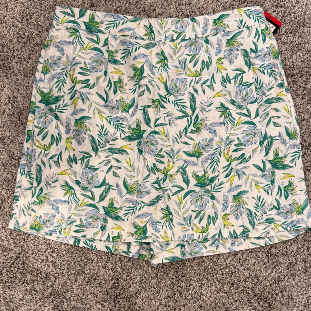 Ellen Tracy Green and Blue Patterned Women's Skort